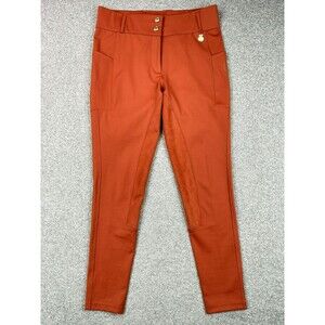 Sync Equestrian Women's Size L Rust Orange Full Seat Euro Suede Riding Breeches